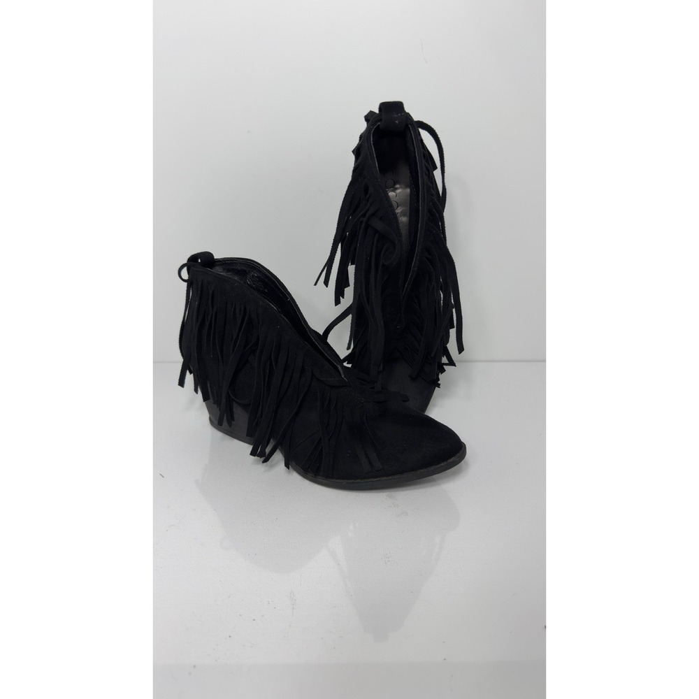Coconuts By Matisse Boots Womens Sz  9.5 Black Faux Suede Fringe Western Booties